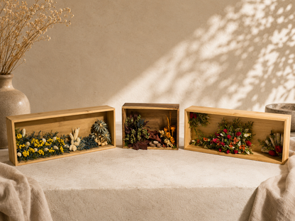 Botánicos I Composición de 3 piezas ·  38×15 · 23x15 · 38x15 cm